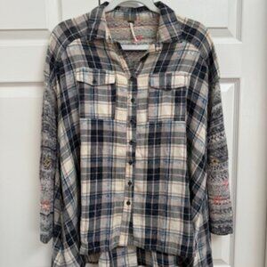 Free People Knit Half Sleeve Button Down Womens Size XS